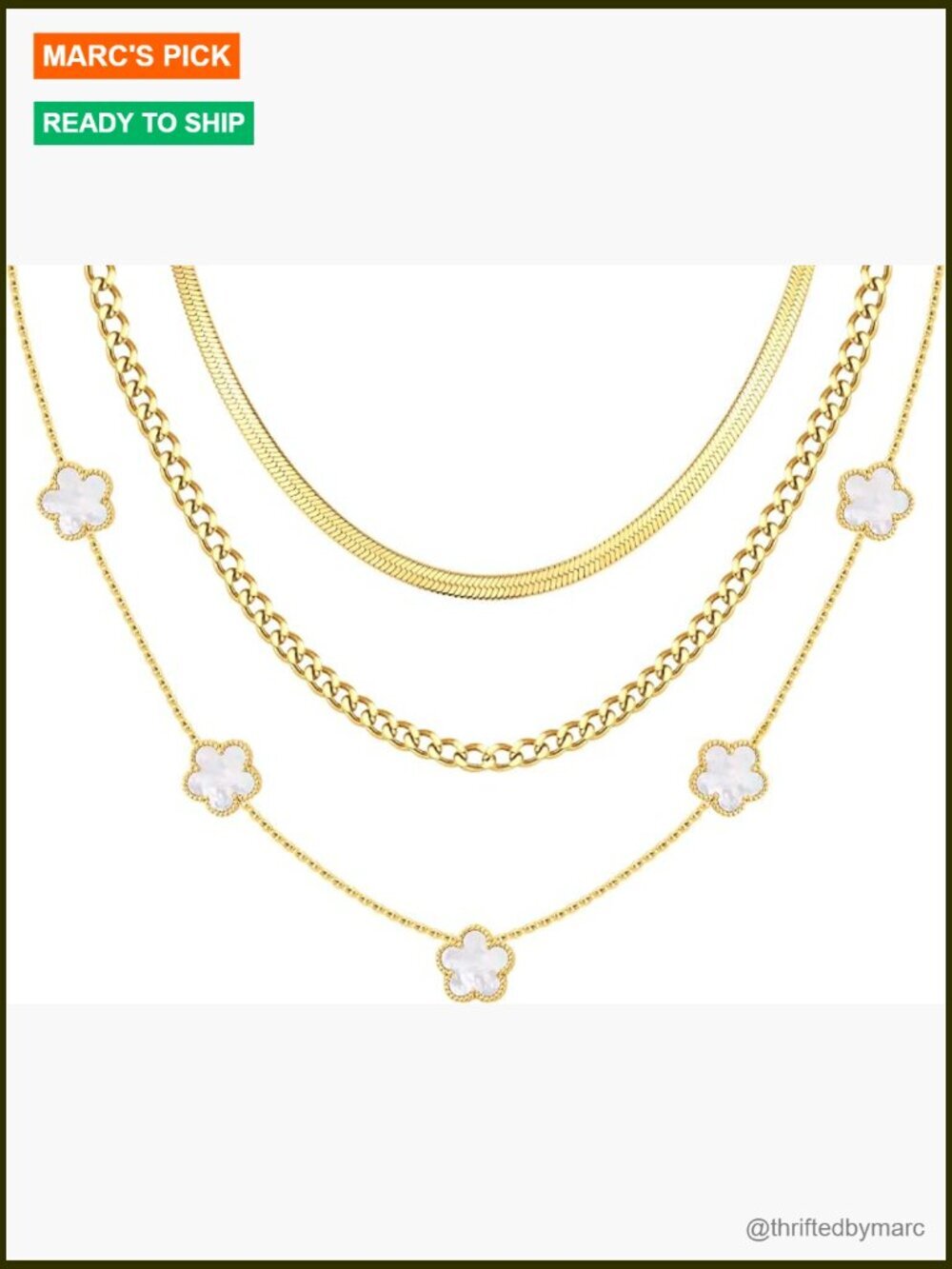 Gold Layered Necklace Set - 3 Stackable Chains